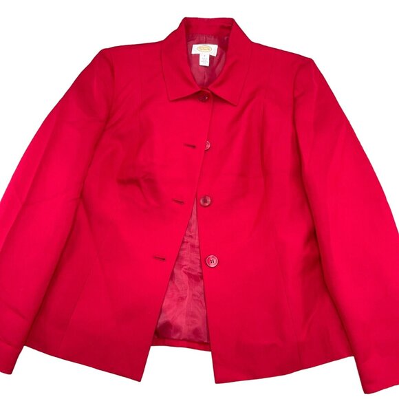 Talbots Jacket Women 8/36 Red Silk Wool Lined‎ Classic Career Suit Shacket - Picture 1 of 11